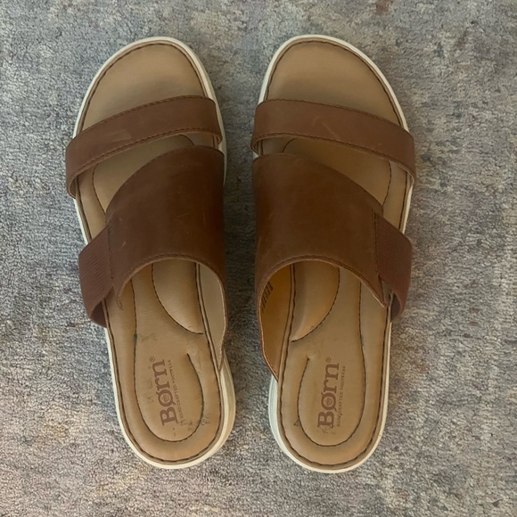Bork brown leather slides sz 8 - Picture 1 of 3